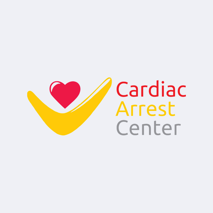 Logo des Cardiac Arrest Centers mit einem roten Herz und gelbem Symbol.