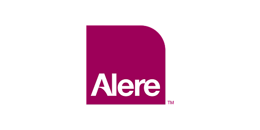 Logo von Alere, bestehend aus einem lilafarbenen Quadrat mit abgerundeter Ecke und dem Schriftzug "Alere" in Weiß.
