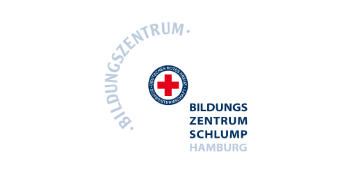 Logo des Bildungszentrums Schlump in Hamburg mit rotem Kreuz und Text.