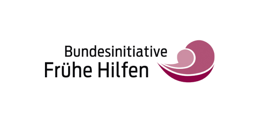 Logo der Bundesinitiative Frühe Hilfen mit stilisiertem Herzsymbol und Text.