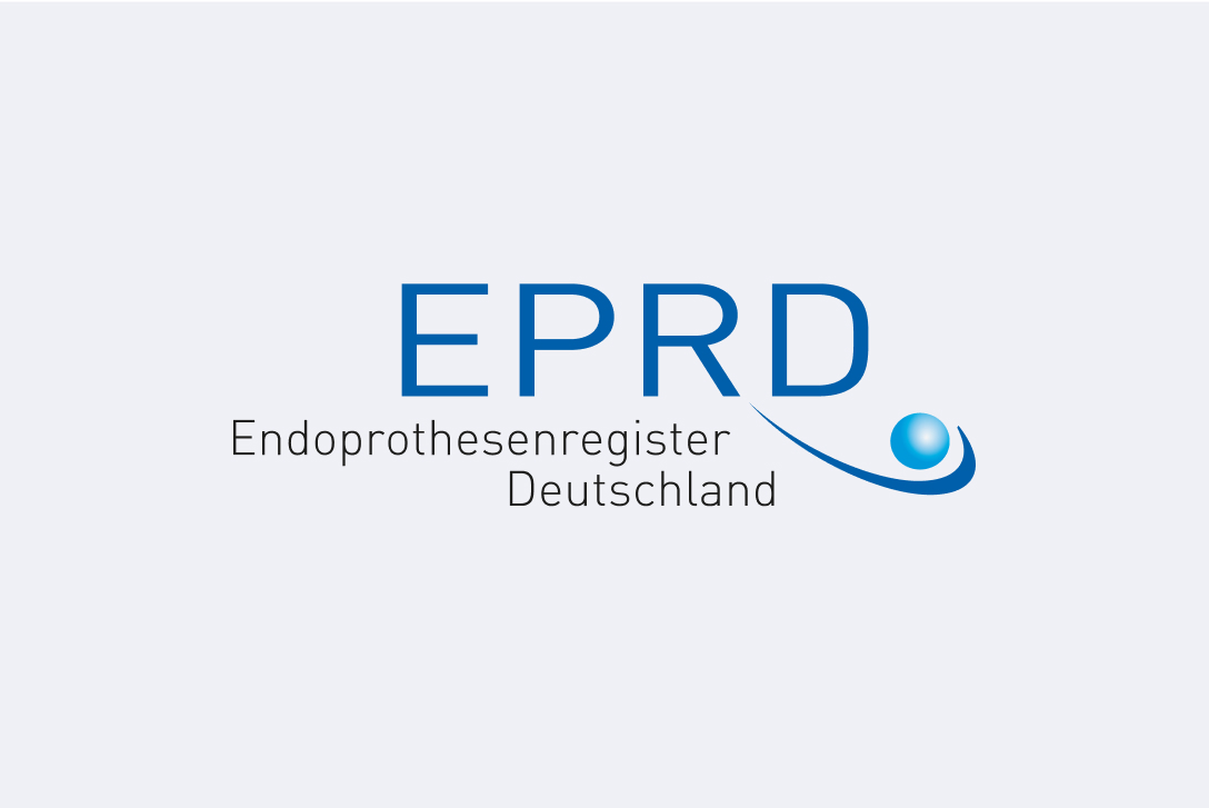 Logo des Endoprothesenregisters Deutschland (EPRD) in blauer Schrift auf hellem Hintergrund.