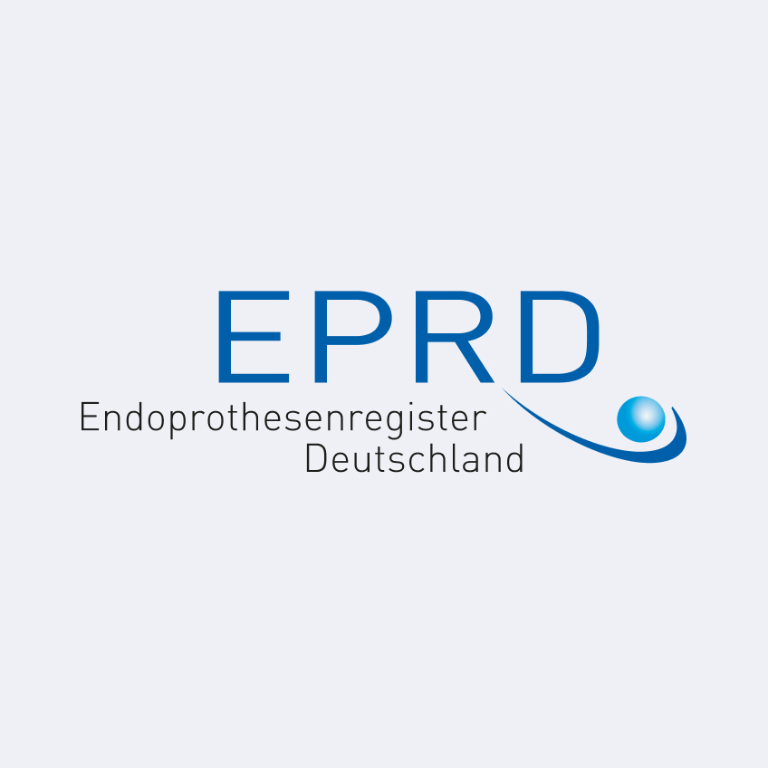 Logo des Endoprothesenregisters Deutschland (EPRD) in blauer Schrift auf hellem Hintergrund.