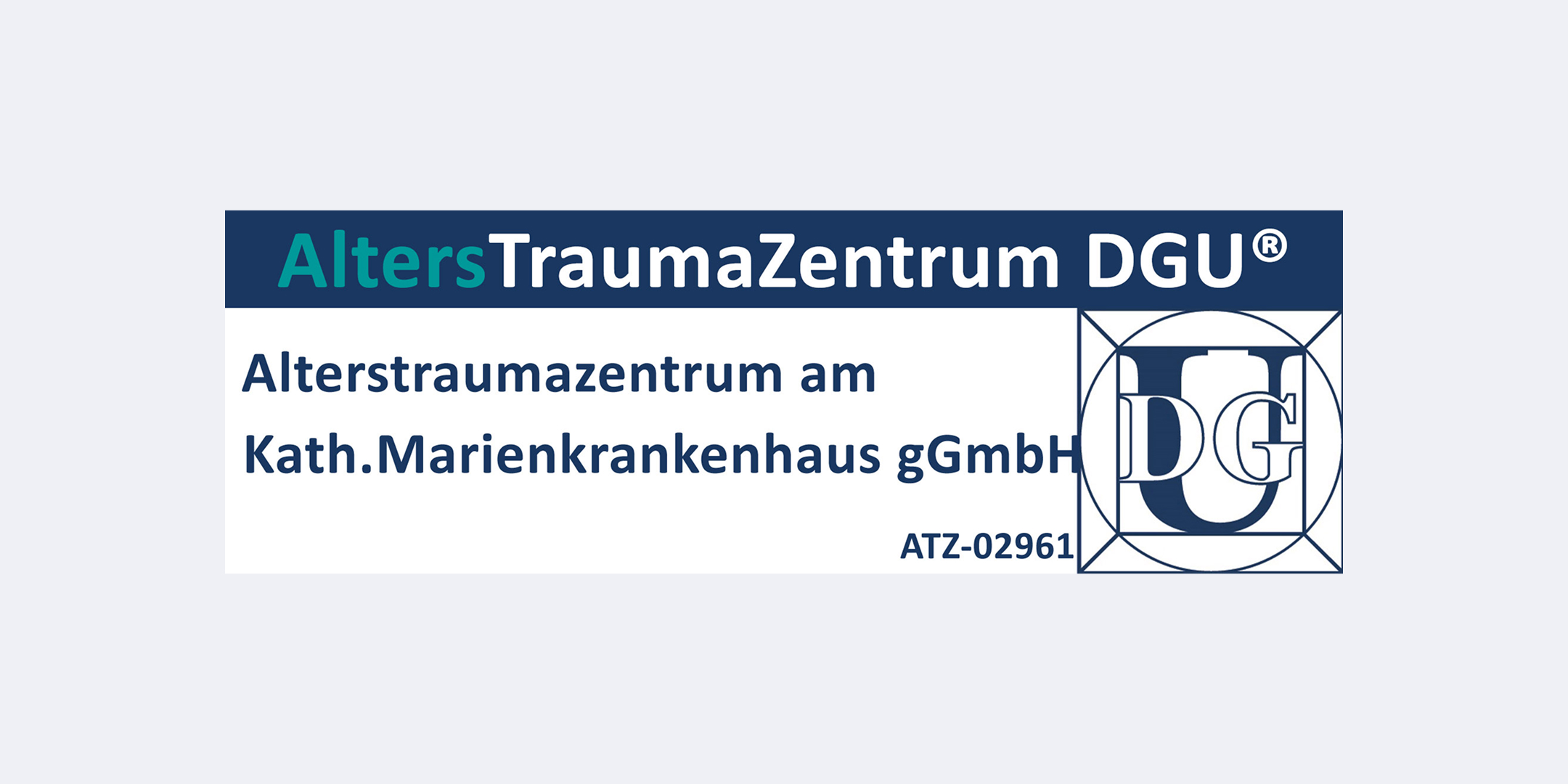 Logo des Zertifikats "AltersTraumaZentrum" der DGU.