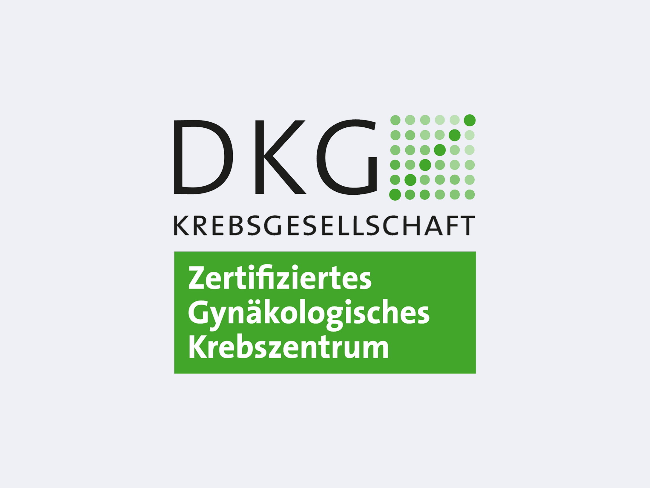 Logo der DKG (Deutsche Krebsgesellschaft) mit dem Text "Zertifiziertes Gynäkologisches Krebszentrum".