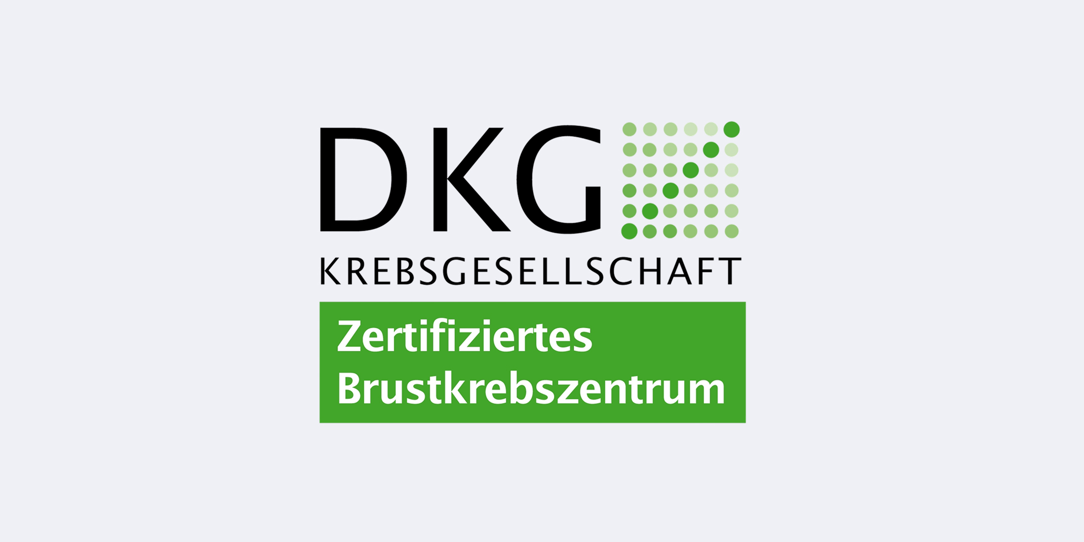 Logo der DKG (Deutsche Krebsgesellschaft) mit dem Text "Zertifiziertes Brustkrebszentrum".