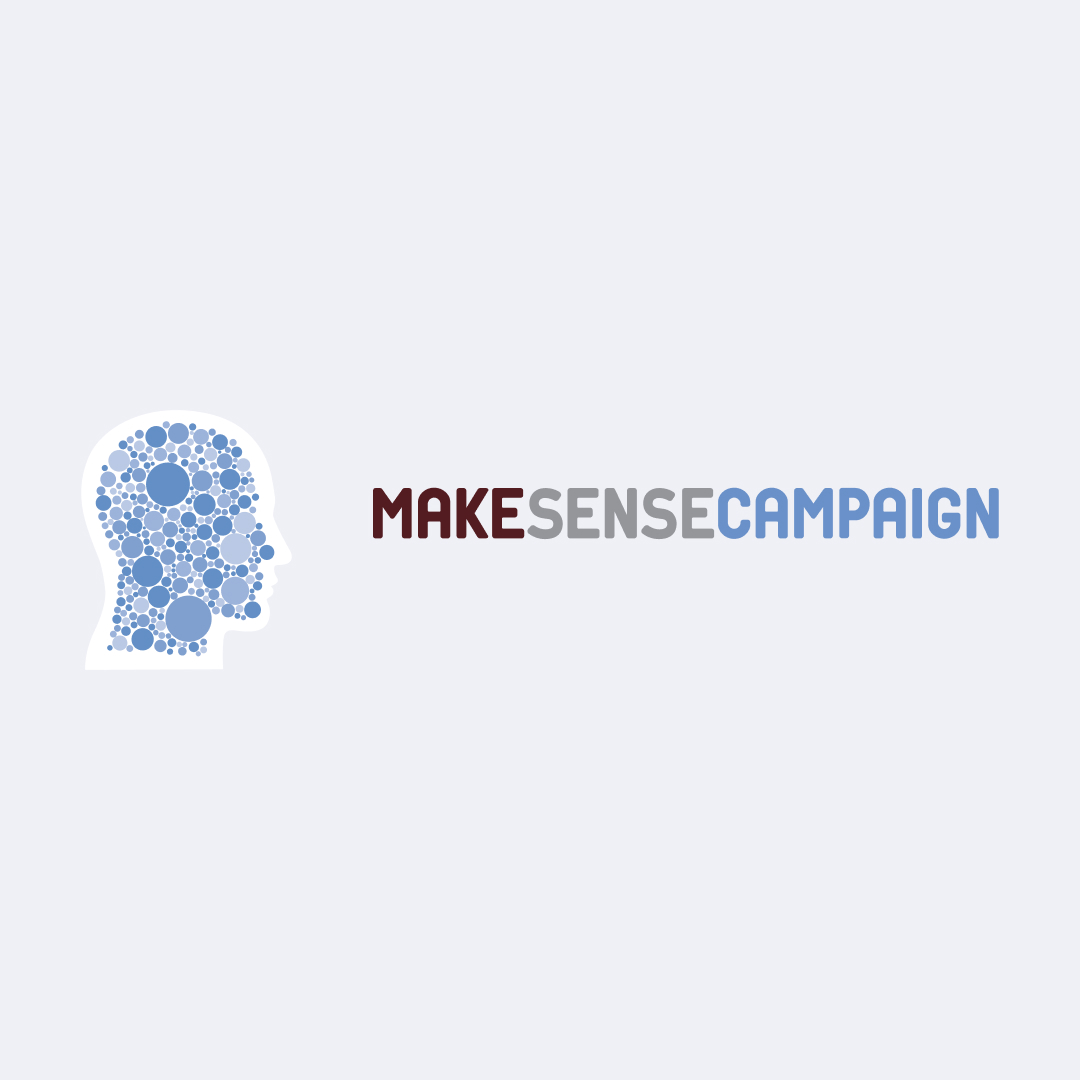 Logo mit einem stilisierten Kopf aus blauen Punkten und dem Text 