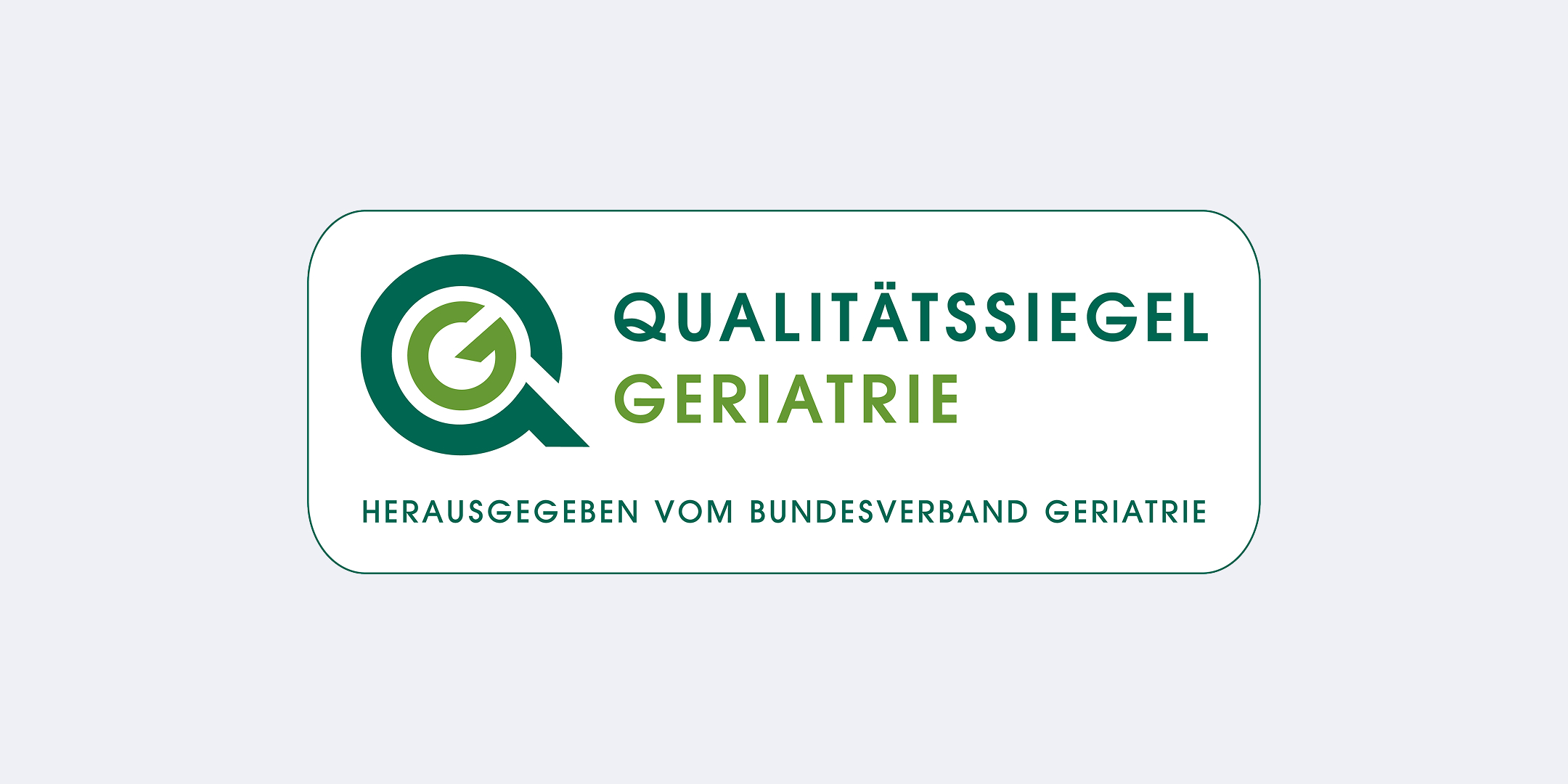 Logo des Qualitätssiegels Geriatrie mit grünem Symbol und Text.